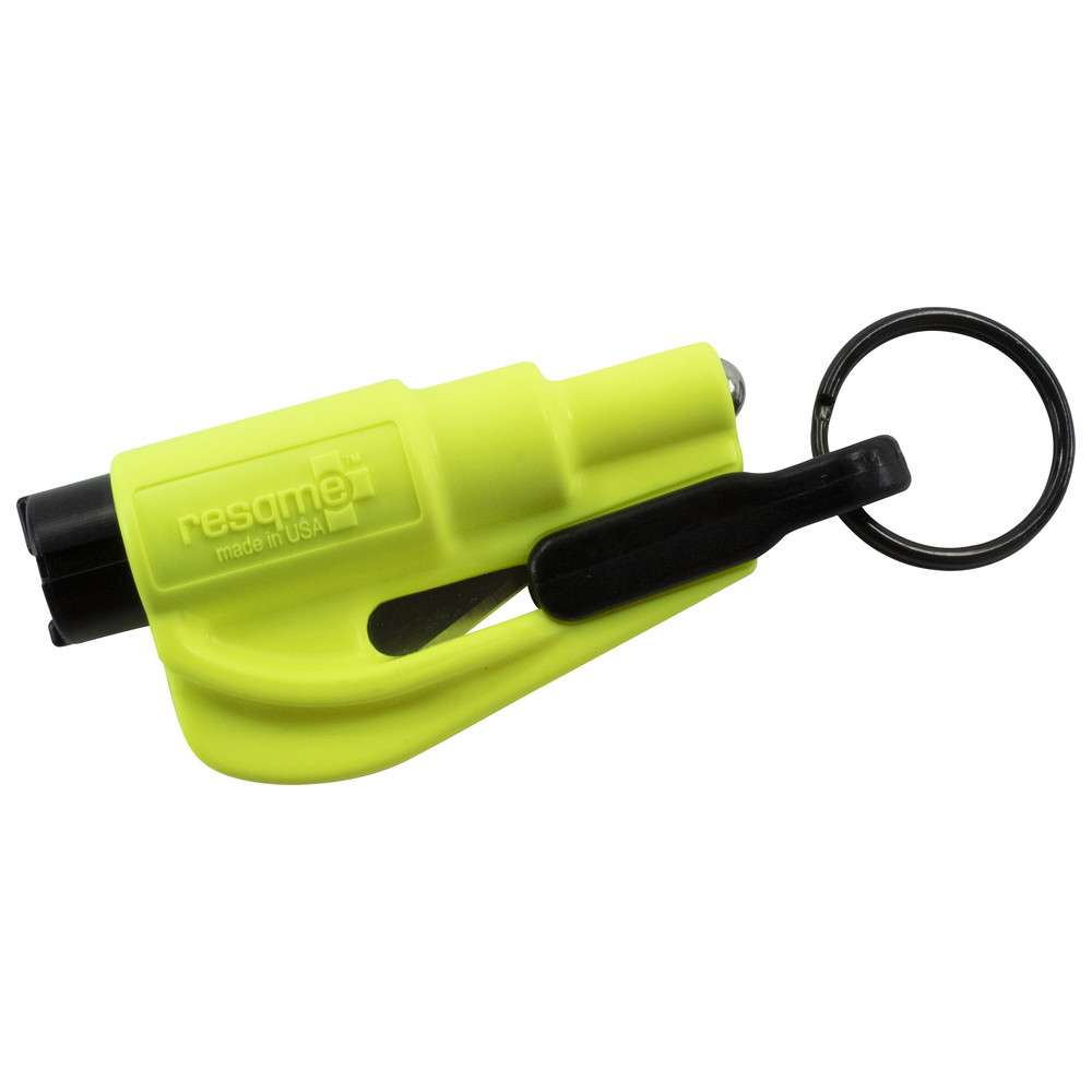 Resqme - rescue tool - mini veerpons met gordelmes High-Viz Geel