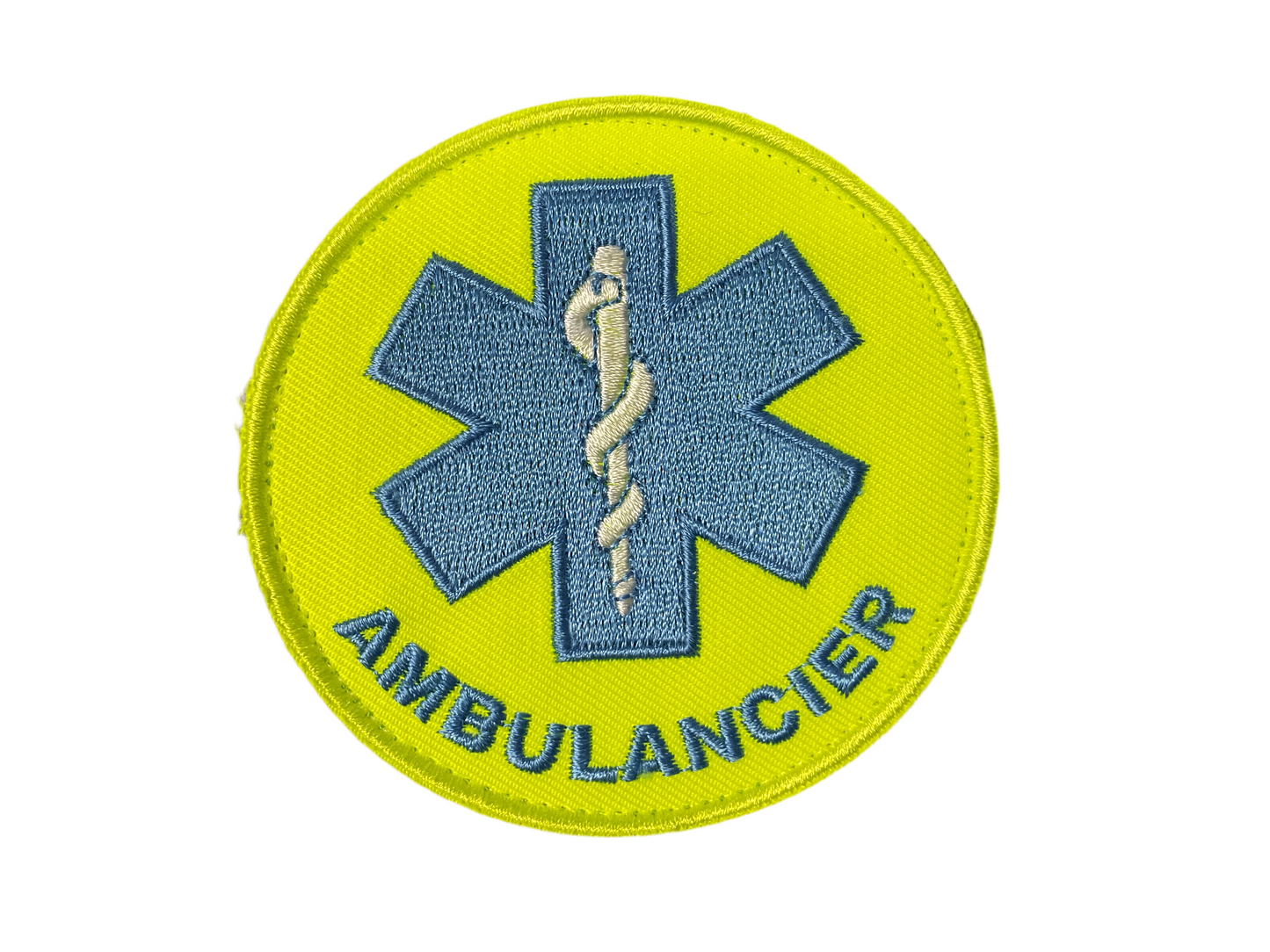 Badge geborduurd rond fluogeel Ambulancier