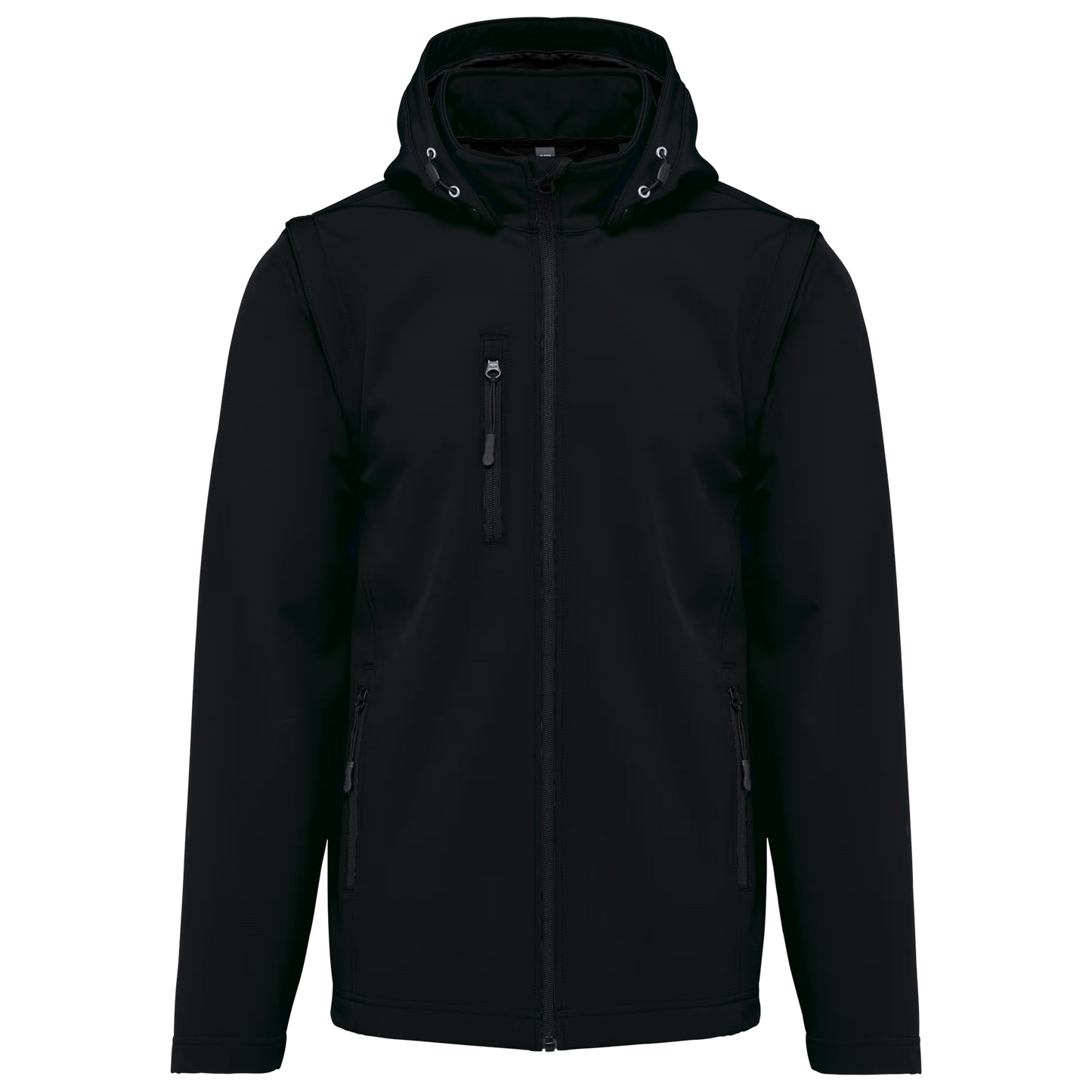 K422 - 3-laags uniseks softshell jas met afneembare capuchon en mouwen