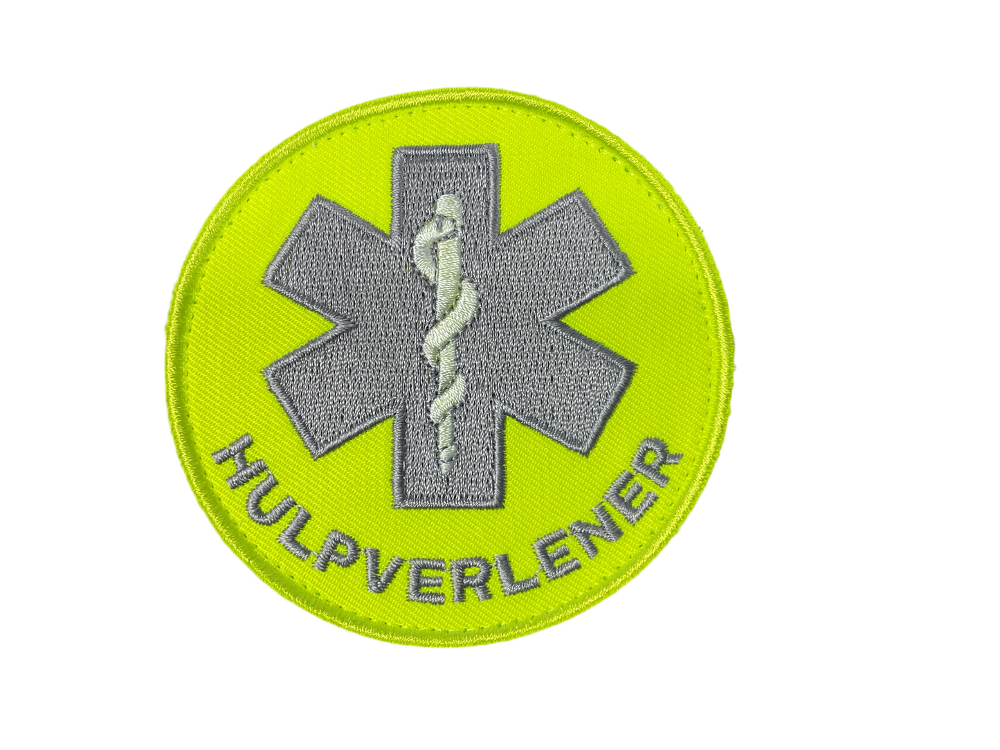 Badge rond fluogeel Hulpverlener