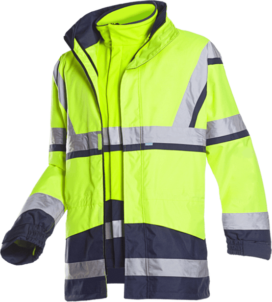 Sioen - "Powell" Signalisatieparka 4 in 1 Fluogeel/Marine