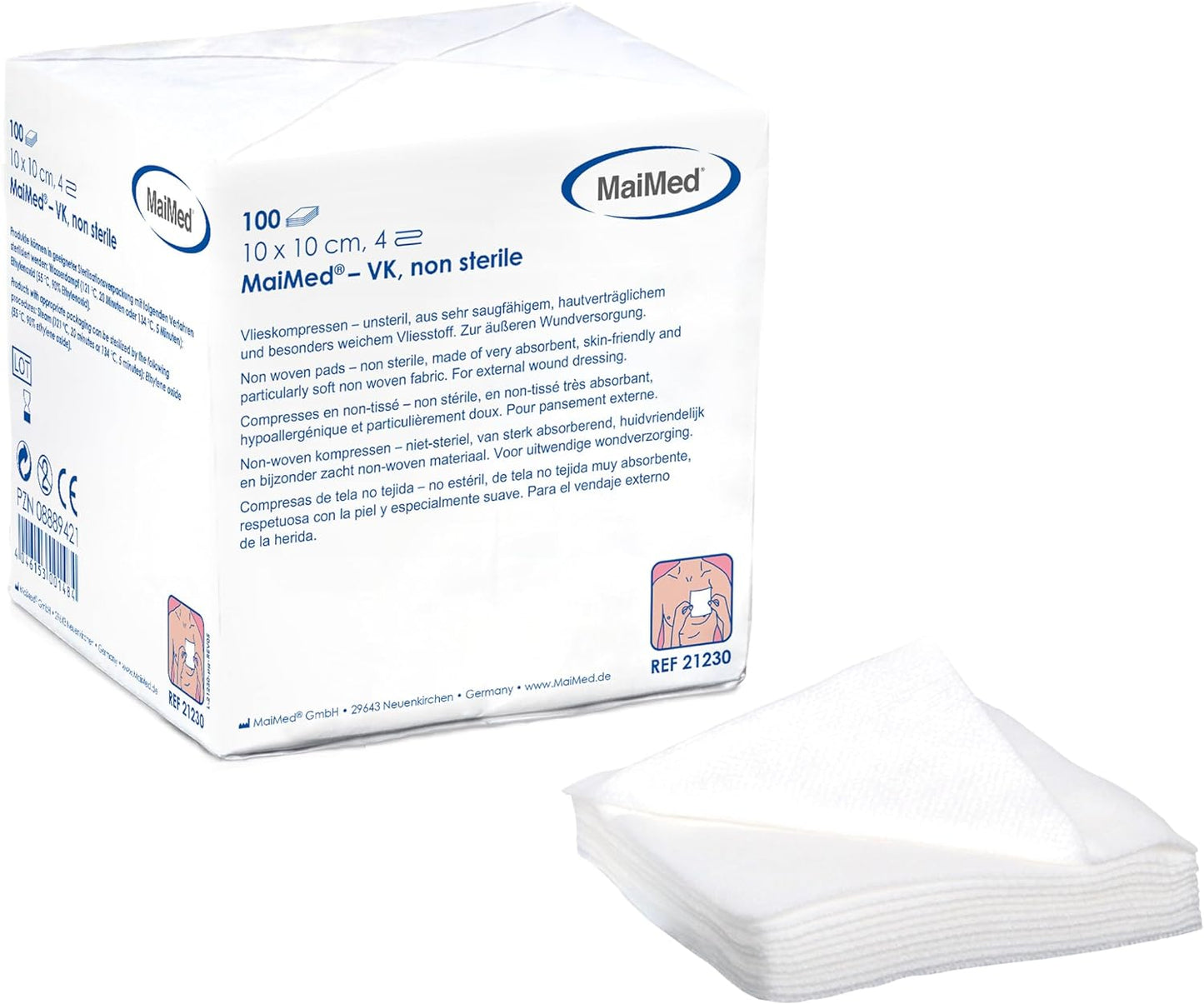 Maimed - niet steriele gaascompressen 4-lagig - 10 x 10 cm - per 100 st