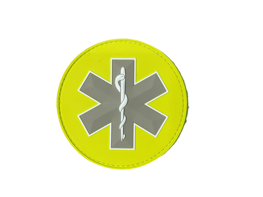 Badge PVC rond fluogeel Hulpverlener