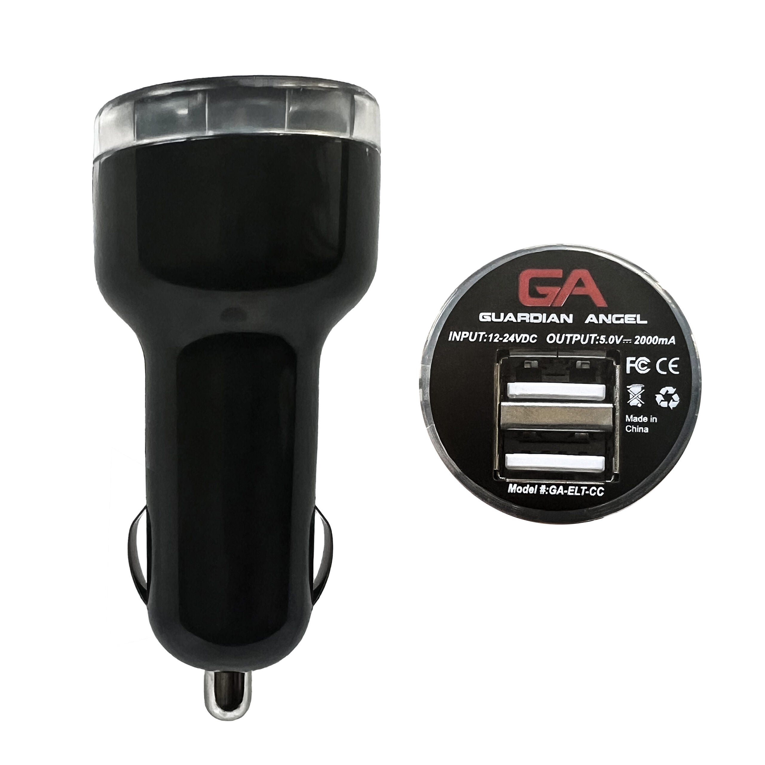 Guardian Angel Dual-Port Car Charger with Type-C cable