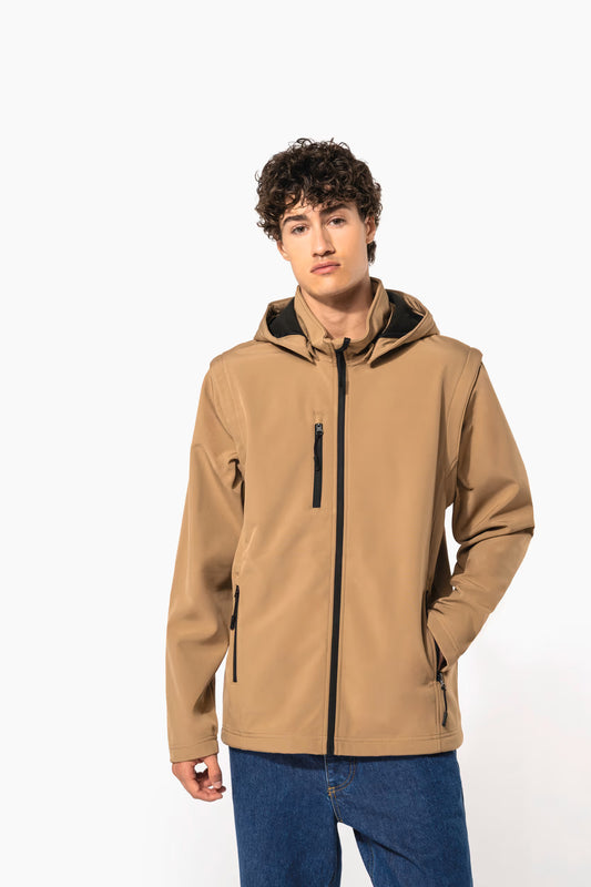 K422 - 3-laags uniseks softshell jas met afneembare capuchon en mouwen