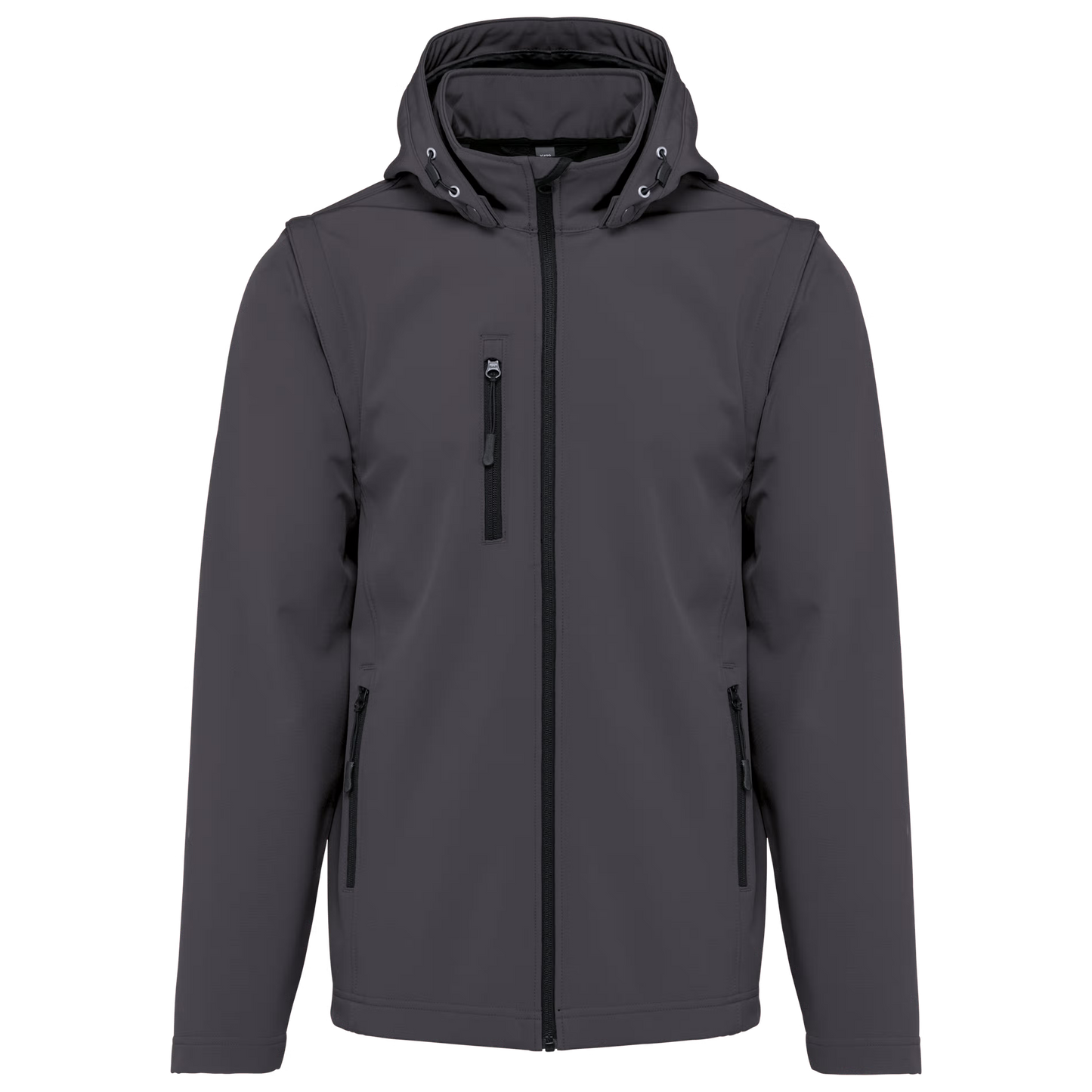 K422 - 3-laags uniseks softshell jas met afneembare capuchon en mouwen