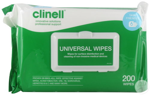 Clinell Universel Wipes Clip Pack 200 Stuks