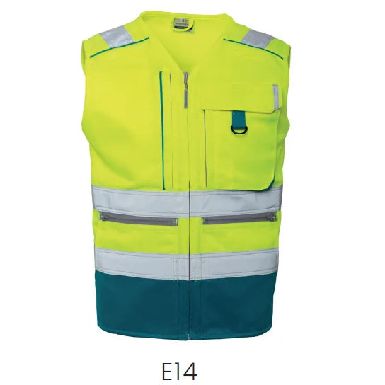 Rescuewear Zomervest Dynamic HiVis Kl. 1 Enamelblauw / Neon Geel