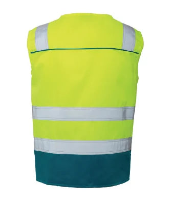 Rescuewear Zomervest Dynamic HiVis Kl. 1 Enamelblauw / Neon Geel
