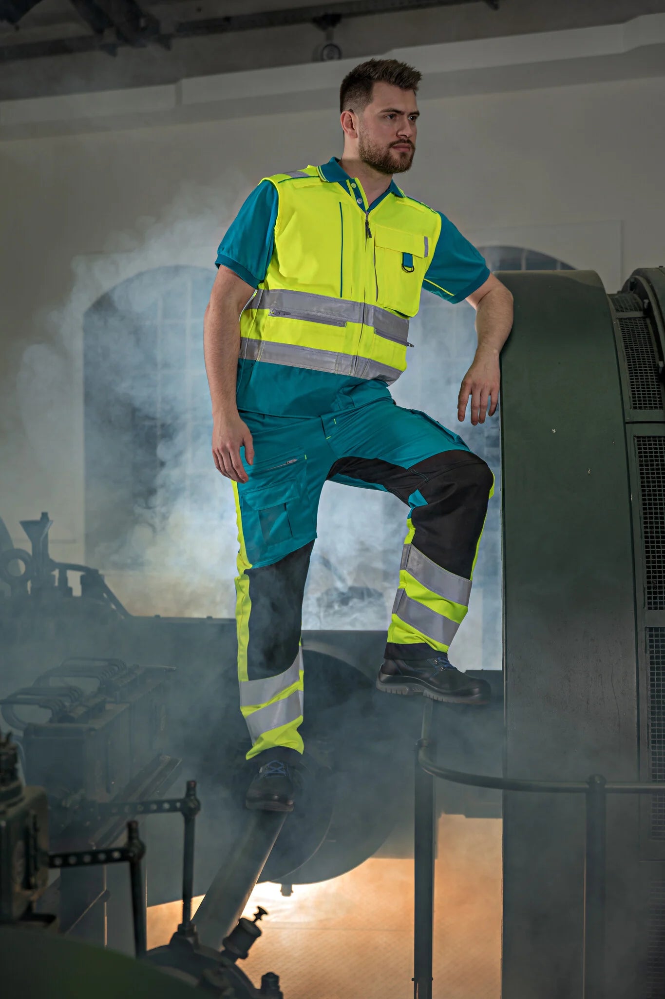 Rescuewear Zomervest Dynamic HiVis Kl. 1 Enamelblauw / Neon Geel